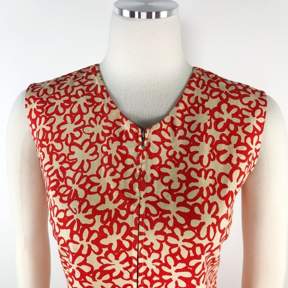 SOLD  RARE Marimekko Floral Red Print Pleat Zipper - Picture 4 of 8
